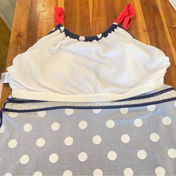 Beach House women's size 14 Tankini swim beach top blue white polka dots modest - Picture 6 of 8